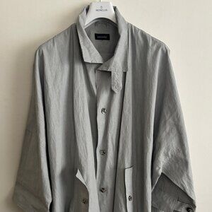 ESKANDAR Oversize Boxy Wide PU Linen, Lightweight, Grey  Rain Coat/ Jacket